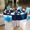 White and blue table set up 