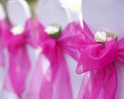 Bali Shuka Wedding - Banquet Chair Pink Ribbon