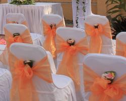 Bali Shuka Wedding - Banquet Chair Orange Ribbon