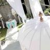 white umbrella garden wedding 